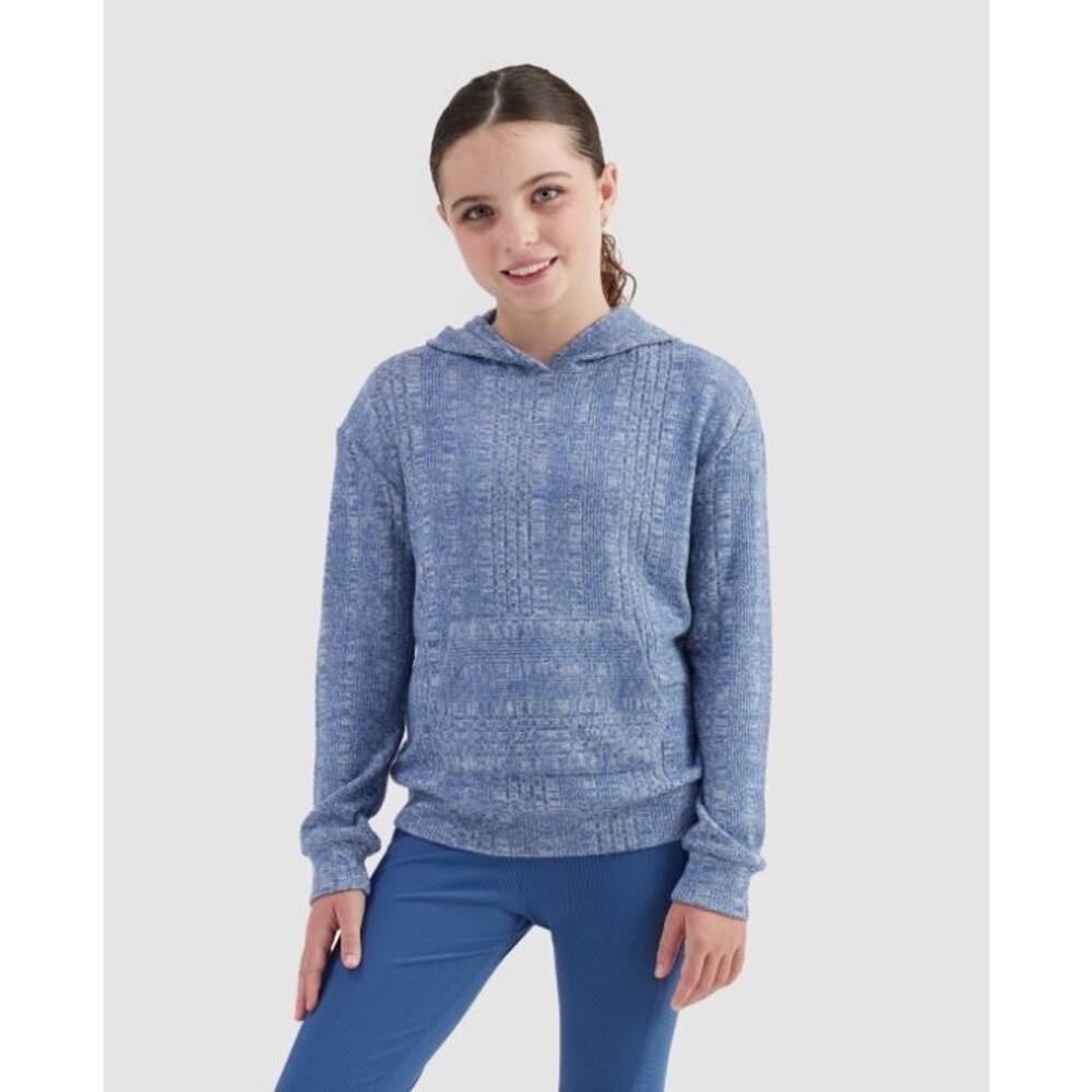 Freely Girls Elsie Long Sleeve Hoodie in Heather True Navy Blue Medium‎ MSRP $20